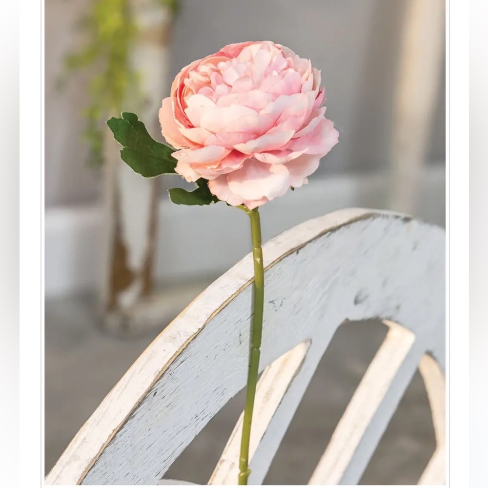 Col House Blush Pink Faux Peony Stem 11in Realistic Artificial Flower Farmhouse